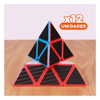 Pack12 Coleccion Cubo Magico Triangular 3x3 Color Negro Borde de Color Juego Interactivo